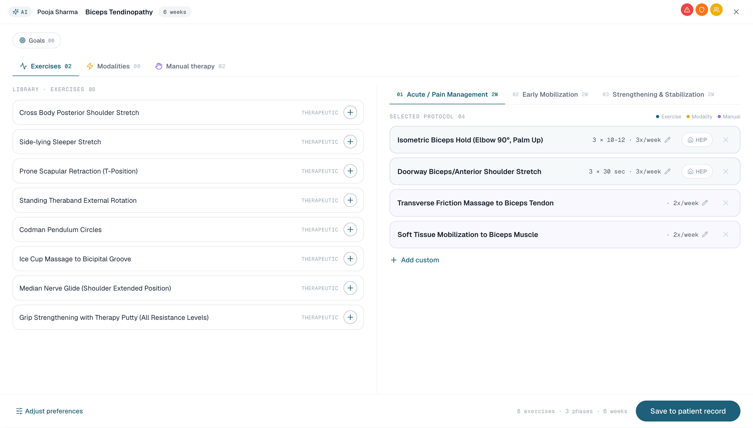Healui treatment protocol builder with phased plan and dosing