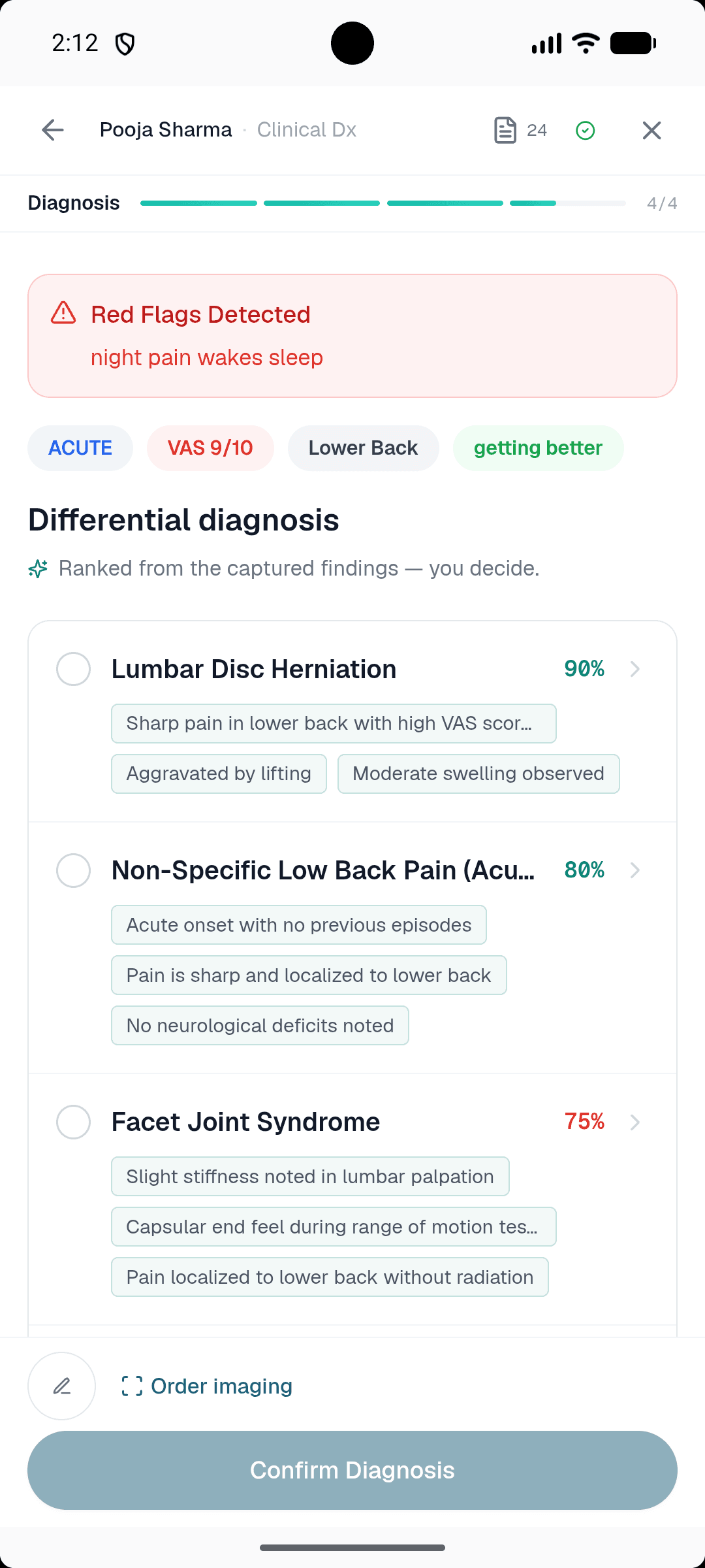 Healui mobile differential diagnosis